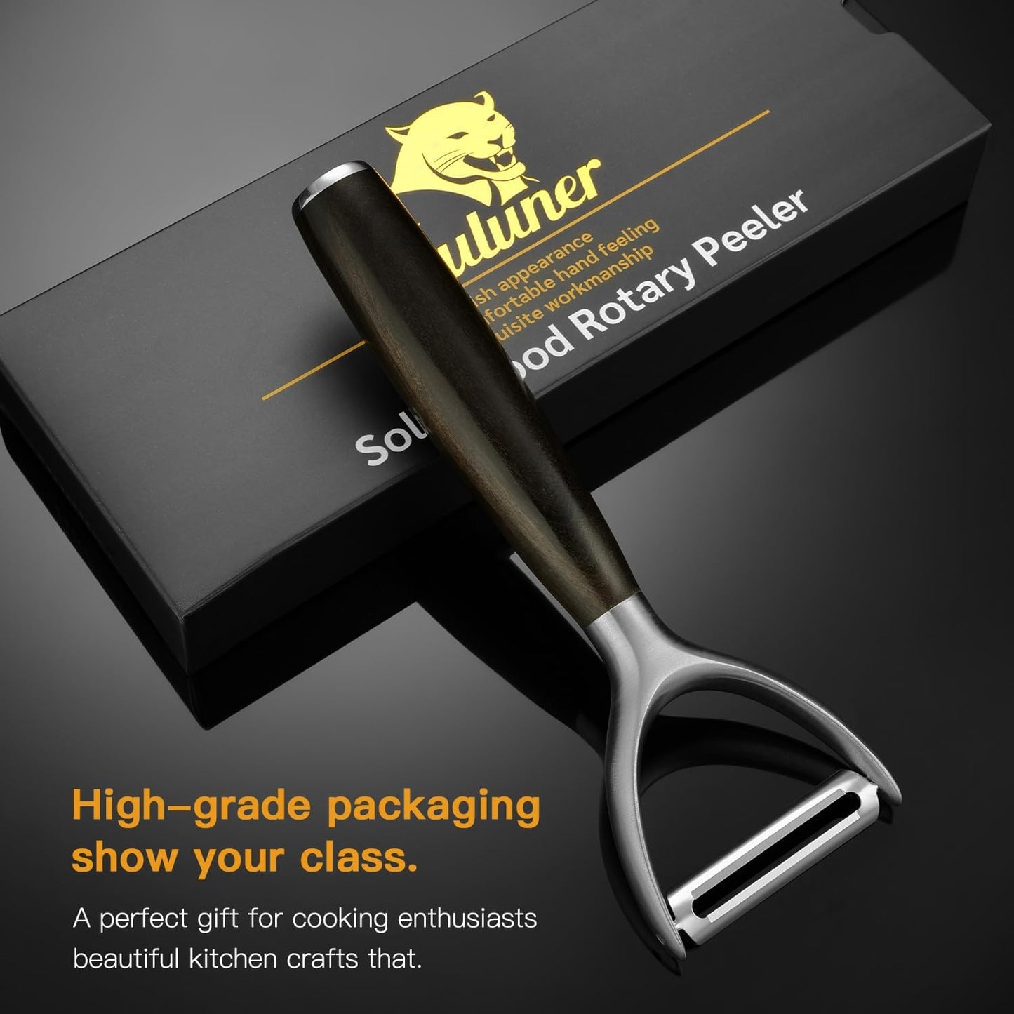 Serrated Blade Premium I Type 304 Stainless Steel Multifunctional Kitchen Peeler Real Wood Handle Ultra Sharp Blade Vegetable Potato Apple（Agarwood）