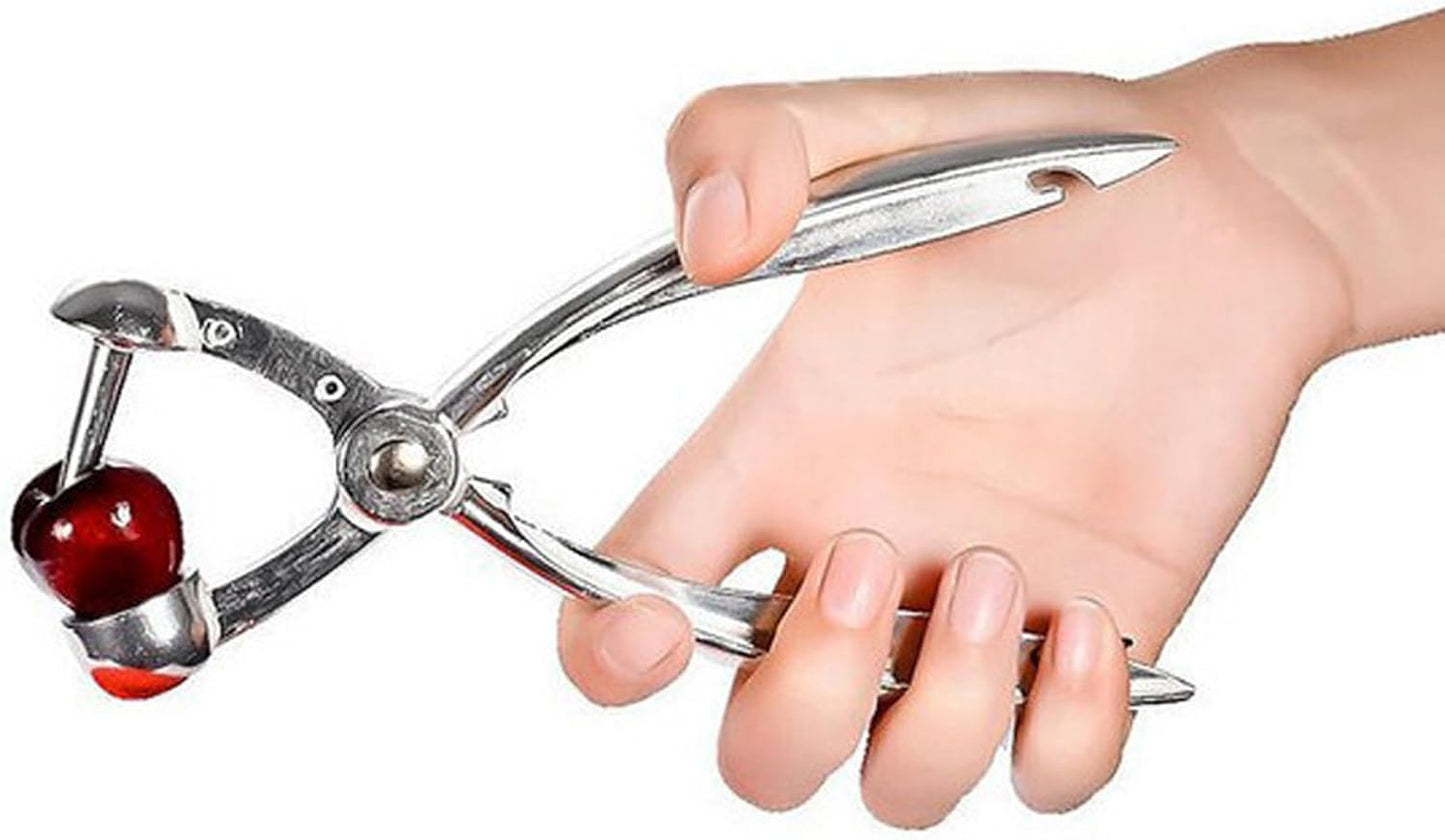 Heavy Duty Stainless Steel Cherry Pitter and Olive Corer Tool | Efficient Pit Remover for Cherries and Olives | Perfect for Making Jam,Cooking,and Baking