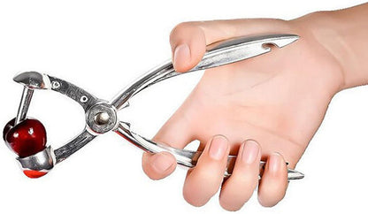 Heavy Duty Stainless Steel Cherry Pitter and Olive Corer Tool | Efficient Pit Remover for Cherries and Olives | Perfect for Making Jam,Cooking,and Baking
