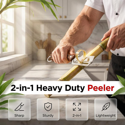 Premium Multi-Functional Vegetable Peeler for Kitchen, 2026 New Heavy Duty Stainless Steel Potato Peeler with Ergonomic Wooden Handle & Bottle Opener for Fruit and Vegetables (C-2Pcs)
