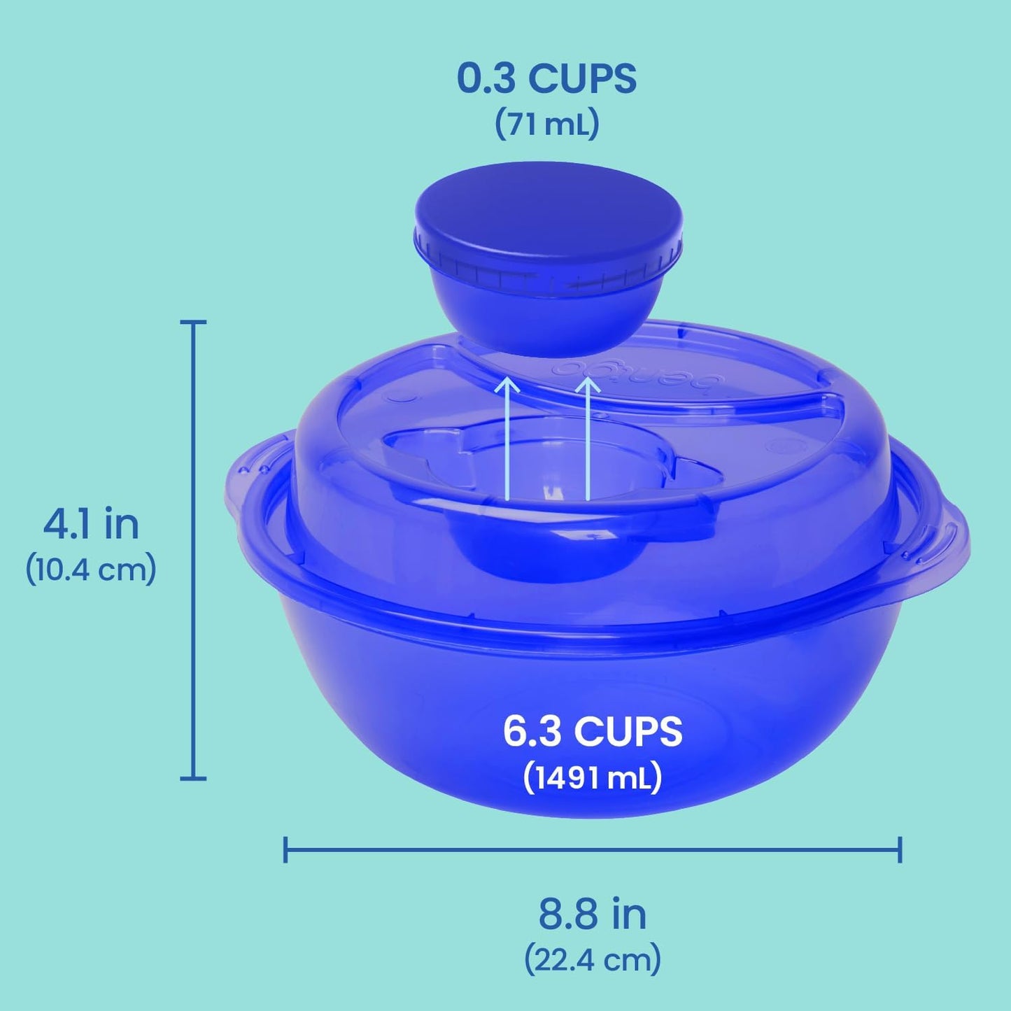 Bentgo Easyboxes Salad-to-Go Containers - 8-Piece Set: 4 Bowls, Leak-Proof Dressing Cups Built-In & 4 Fitted Lids Seal in Freshness; Reusable/BPA-Free for Salad, Pasta, & Cereal (Classic)