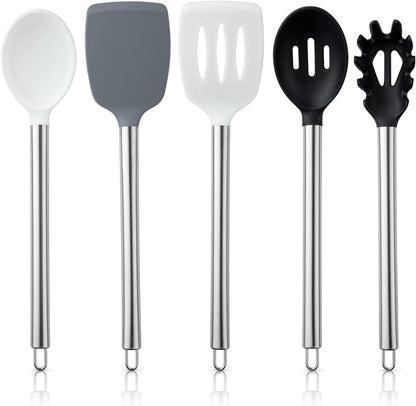 COOK WITH COLOR Silicone Cooking Utensils, Kitchen Utensil Set, Easy to Clean Silicone Kitchen Utensils, Cooking Utensils for Nonstick Cookware, Kitchen Gadgets Set, 10 Pieces, Green