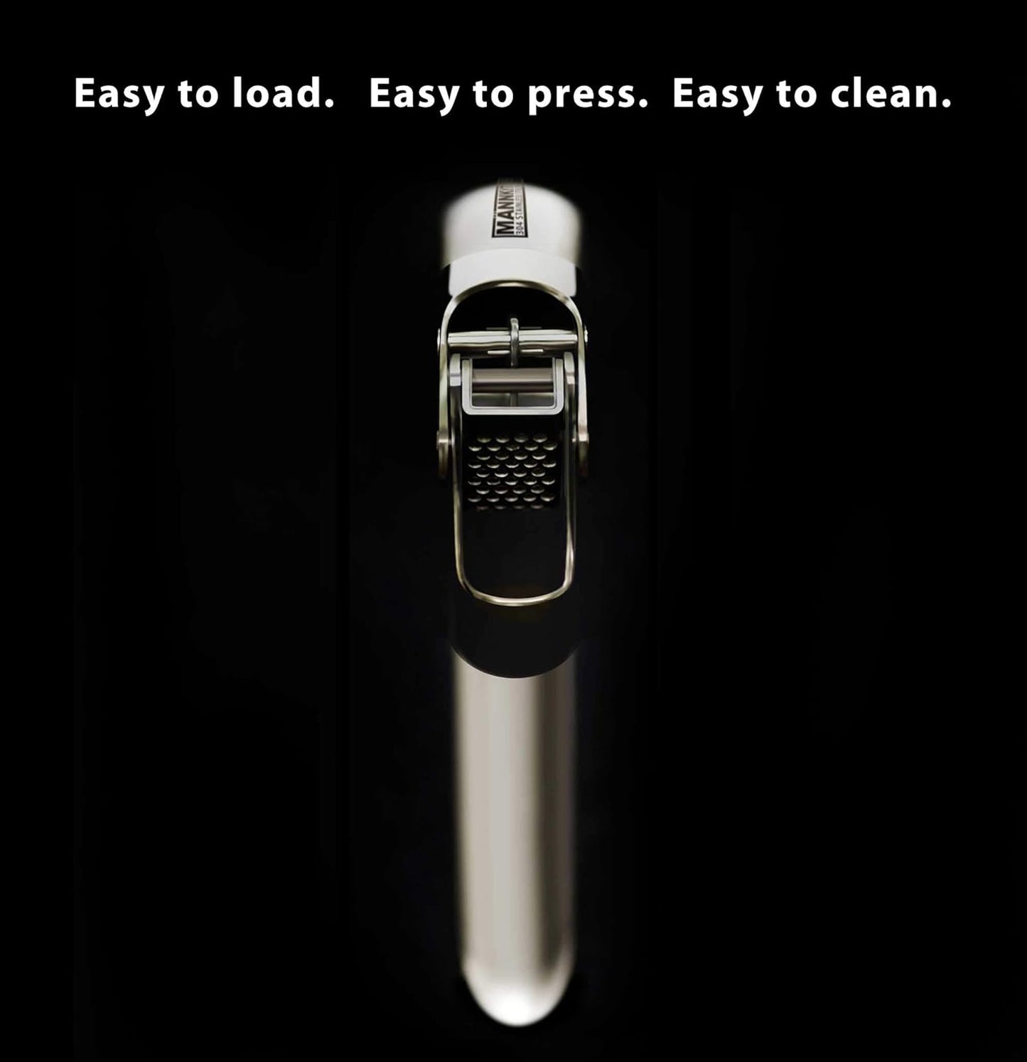 MANNKITCHEN Stainless Steel Garlic Press, Heavy Duty Professional Grade Double Lever-Assisted Garlic Mincer with High Capacity Reservoir - Easy to Clean and Rust Free Garlic Crusher