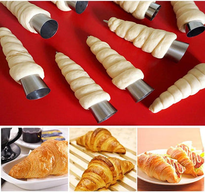 Non-stick Cream Cannoli Tubes, FantasyDay 12 Pcs Stainless Steel Baking Cones Pastry Roll Horn Croissant Mold Cannoli Shells with 1 Clean Brush - Pastry Baking Set for Christmas Cake Anniversary Party