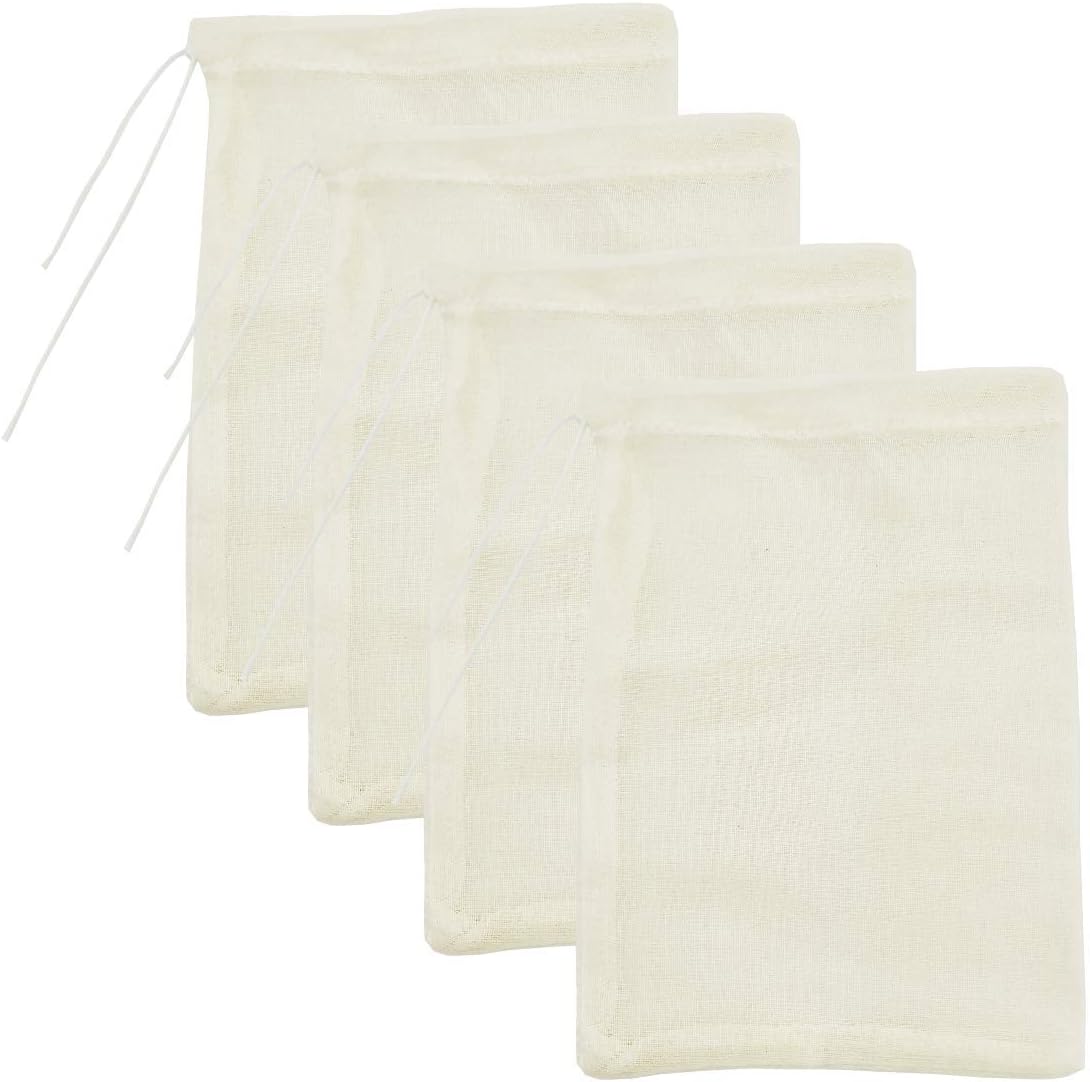 Cheesecloth Bags for Straining,Reusable Cold Brew Coffee Cheese Cloths Strainer,Large Nut Milk Tea Juice Bag,100% Natural Cotton Fine Mesh Filter Bags (X-Small,10 PACK)