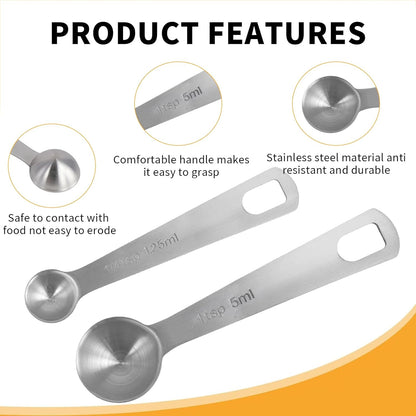 6 Pcs of Teaspoon Measuring Spoons, Stainless Steel Table Spoons 1 Tsp Scoop 1/4 Tablespoon, Comfortable Grip Handle, Precise Scale, Suitable for Kitchen Baking and Cooking, Etc.