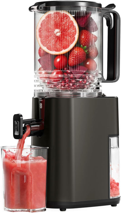 Cold Press Juicer, 5.5inch Wide Feed Chute Juicer Extractor Machine, Slow Masticating Juicer for Whole Vegetables & Fruits, Black