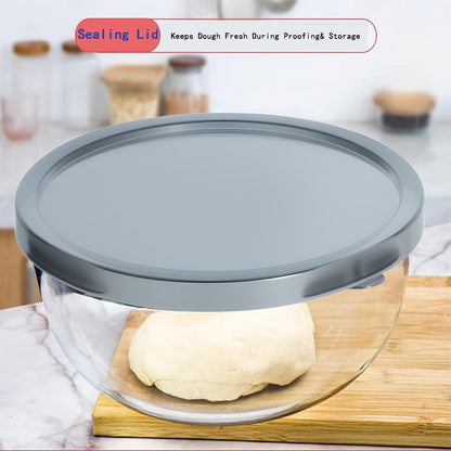 OZY 6.3 Quart Large Glass Mixing Bowl with Lid,Large Glass Bowl for Sourdough Bread Making,Kitchen Salad Bread Storage