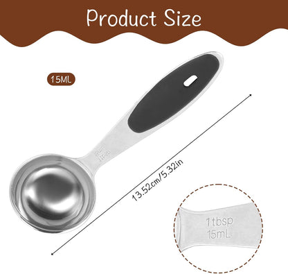 1 Tbsp(3 Tsp | 15 Ml |15 Cc| 0.5 Oz) Long Handle Measuring Spoon, Stainless Steel Table Spoon Coffee Scoop with Non-slip Handle for Coffee Brewing, Cooking, Baking (1 Pack)