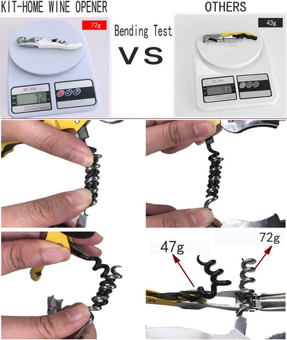 Kit-Home Professional Waiter Corkscrew Wine Openers Set (4 PCS),Upgraded with Heavy Duty Stainless Steel Hinges Wine Key for Restaurant Waiters, Sommelier, Bartenders