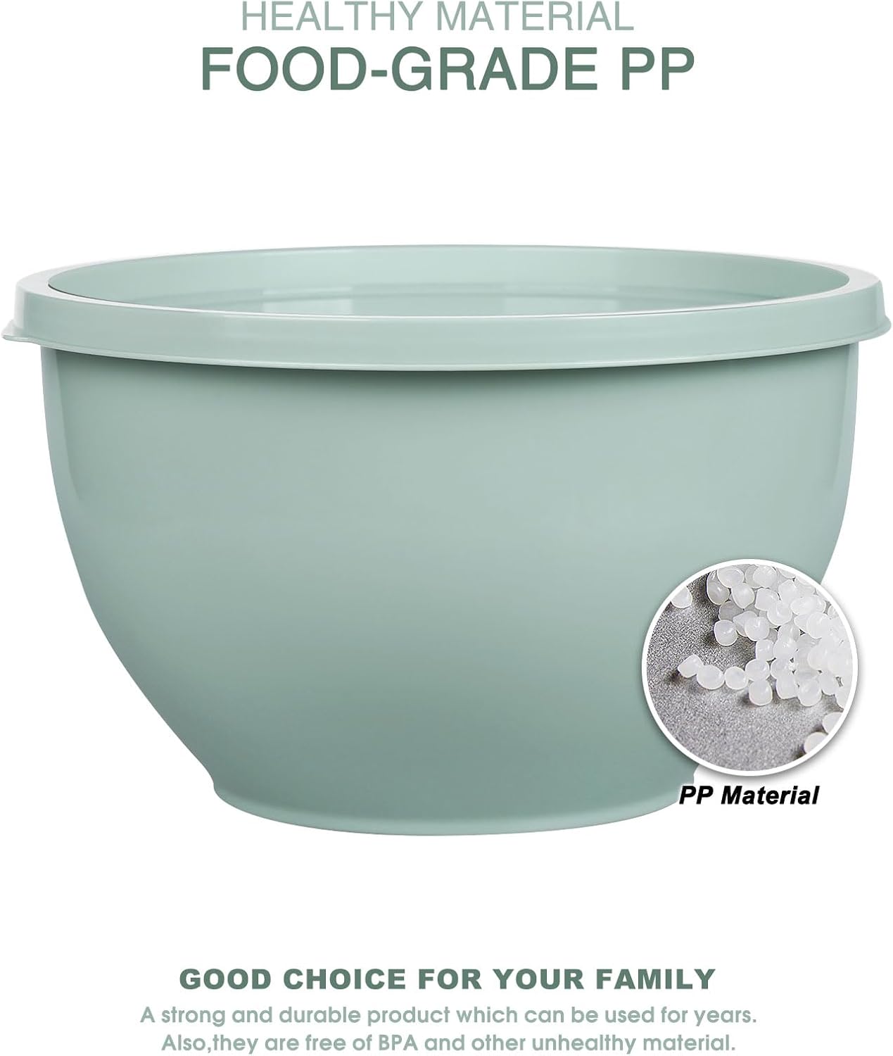 Greentainer Plastic Mixing Bowls with Lids Set for Kitchen, 5 Set Nesting Bowls for Mixing, Baking, Prepping, Cooking and Serving Food, Mixing Bowls Dishwasher, Microwave Safe