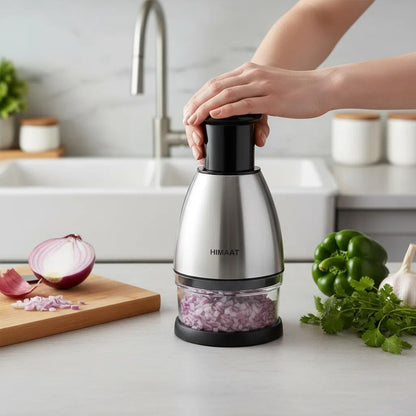 Manual Vegetable Dicer - Efficient Stainless Steel Hand Chopper for Onions, Garlic, Tomatoes, Nuts, Herbs, Salad. Perfect Kitchen Gadget for Fast, Easy Food Prep. Dishwasher Safe.