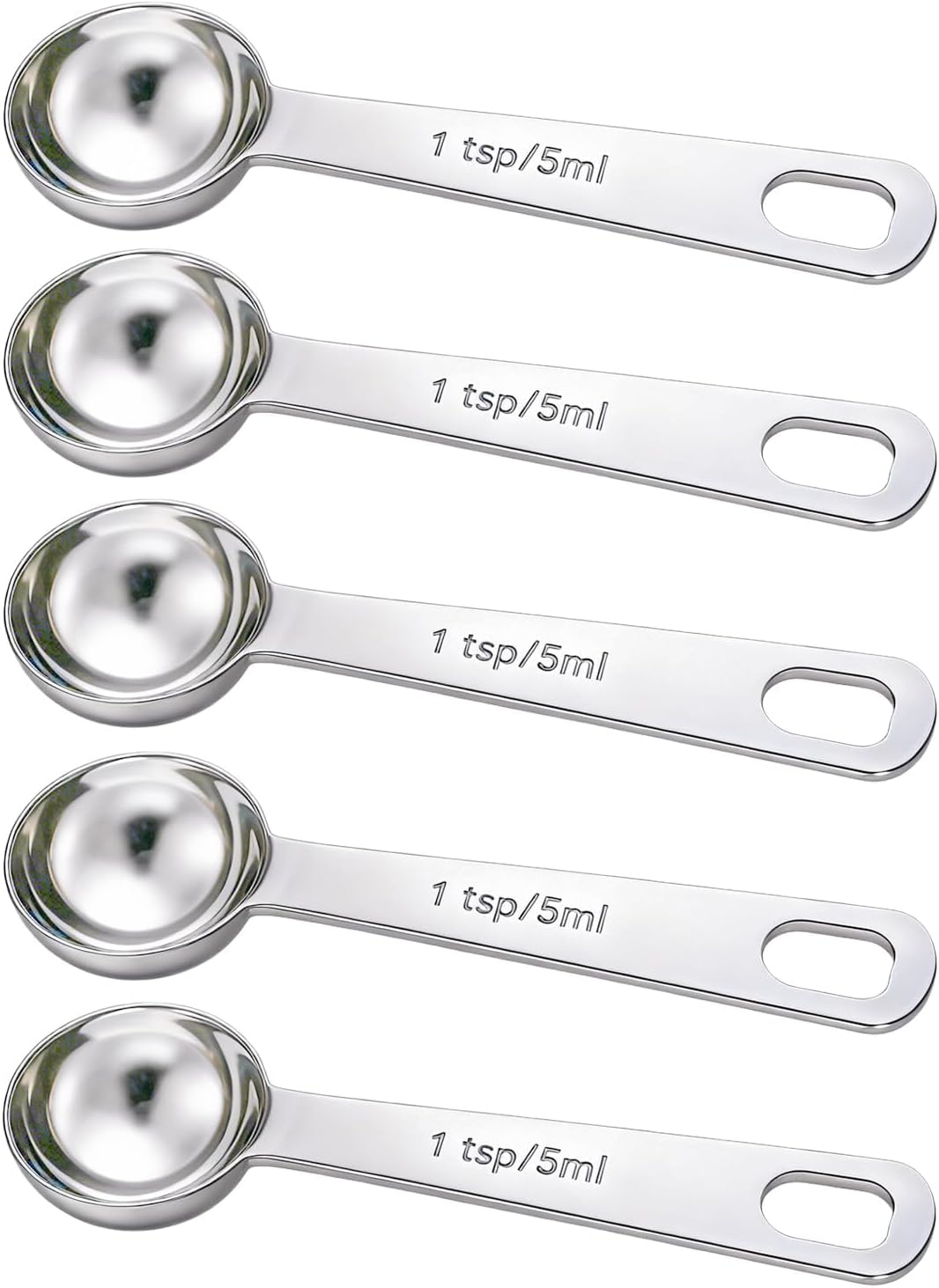 5PCS 1/2tsp(1/6tbsp, 2.5 ml) Measuring Spoon Teaspoons Stainless Steel Measure Spoons for Precise Cooking, Baking and Spices Measurement