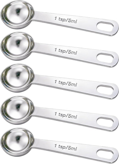 5PCS 1/2tsp(1/6tbsp, 2.5 ml) Measuring Spoon Teaspoons Stainless Steel Measure Spoons for Precise Cooking, Baking and Spices Measurement