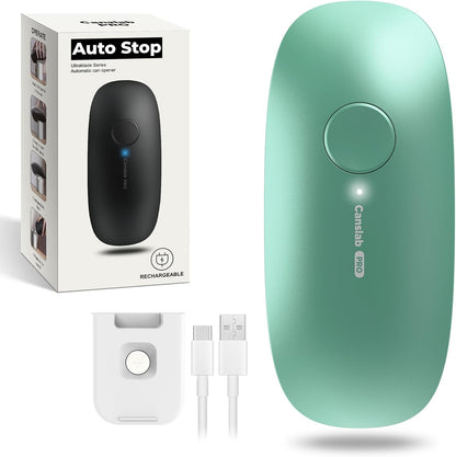 Canslab Ultrablade PRO Auto Stop Can Opener - Rechargeable Electric Can Opener for Kitchen for Seniors with Arthritis - One Touch Side Cut Opener, Smooth Edge, Handfree, Wall Mounted Small Size, Black