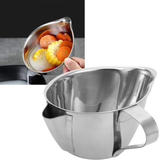 Topyond Fat Separator, 304 Stainless Steel Gravy Oil Grease Filter, Durable Cooking Strainer for Soup & Sauce Making(5.3x3.5in)