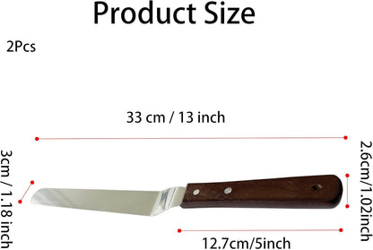 Offset Spatula Set of 2, 4-Inch Flexible Stainless Steel Blade Icing Spatulas with Comfortable Wood Handle, Angled Spreader for Cake Decorating, Baking, and Pastry Frosting