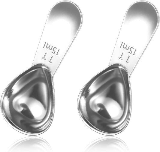 2 Pcs 1 Tablespoon Scoop Coffee Scoop 15ml Stainless Steel Metal Measuring Spoon Tablespoon Sugar Scoops Heavy Duty Short Handle Measuring Spoons for Canisters Coffee Beans Tea Sugar Flavourings