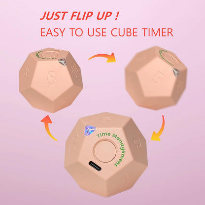 Cube Pomodoro Timer - Flip to Start Countdown, Rechargeable Mini Productivity Timer for Study, Office, 11 Preset Times, Silent/Vibration, Time Management Tool for Kids & ADHD (White)