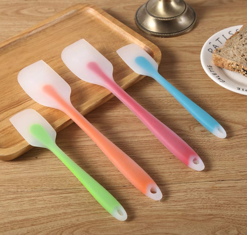 HiramWare Silicone Spatula Set of 4 - Heat Resistant Flexible Spatula 450F with Stainless Steel Core - Food Grade Premium Good Grip Kitchen Utensils - Seamless, Heavy Duty, BPA Free, Dishwasher Safe