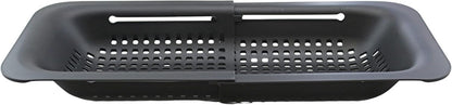 Over-the-Sink Expandable Colander – BPA-Free Collapsible Plastic Strainer for Fruits, Vegetables, Pasta & Dishes – 14.25" to 19.5" Adjustable Sink Basket – Black