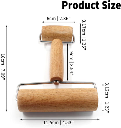 Wooden Rolling Pin, Ergonomic Non-Stick Pizza Baker Dough Pastry Roller for Kitchen Home Cooking Baking (T Square Type)