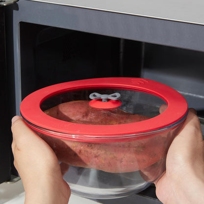 2 Pack Replacement Lids for Pyrex 7201-PC 4 Cup Glass Containers Mixing Bowl Silicone Storage Cover Leakproof Red