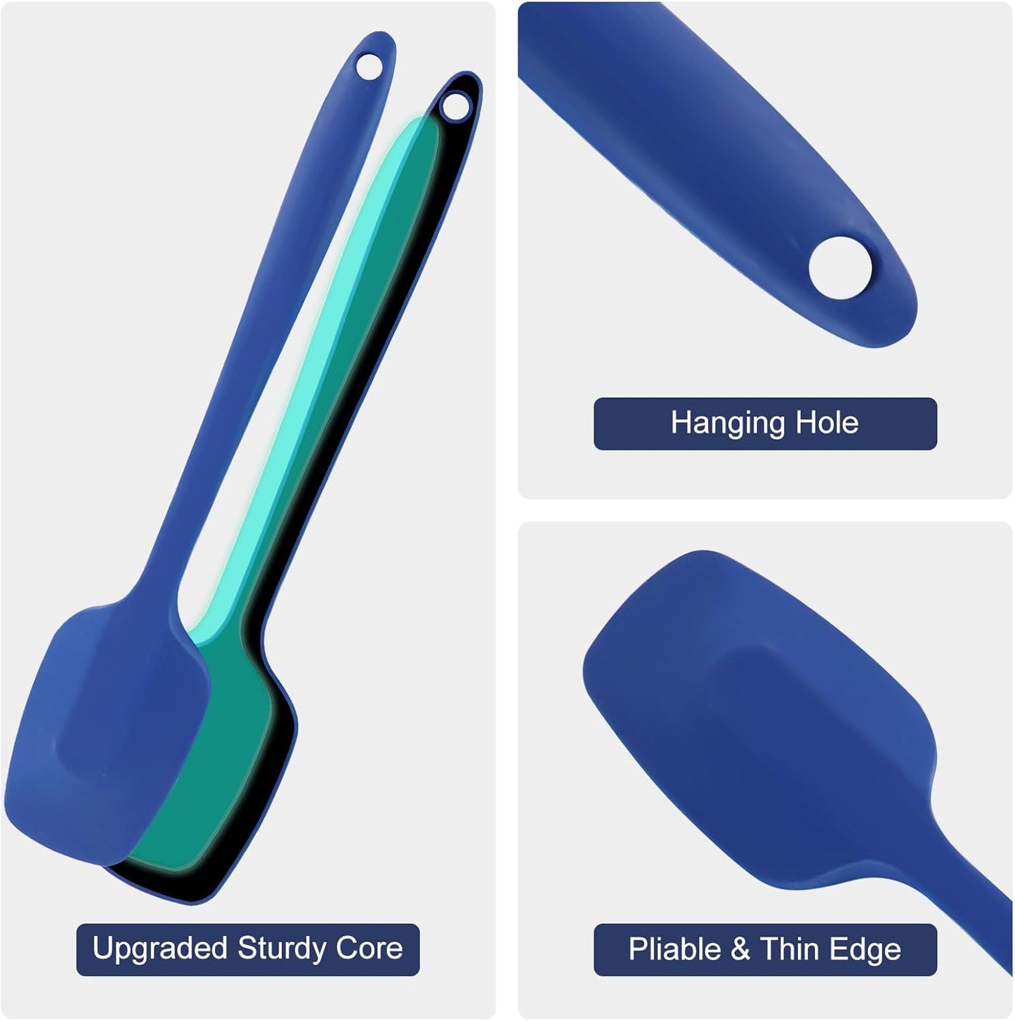 Premium 5-Piece Silicone Spatula Set, 446°F Heat Resistant for Nonstick Cookware & Baking, Food Grade, Hand Wash Recommended