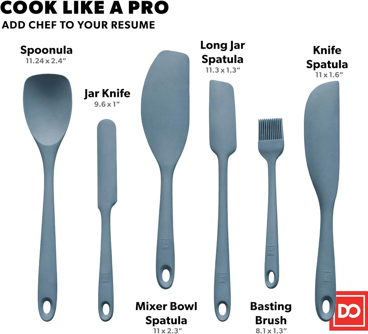 All New DI ORO 6-Piece Silicone Spatula Set - Rubber Kitchen Utensils for Baking, Cooking & Mixing - Heat-Resistant 600°F BPA Free Spatulas for Nonstick Cookware - Dishwasher Safe (Black)