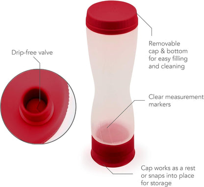 Tovolo Flow Pen 2.0 With Removable Cap 3-Cup Capacity Dispenser, Easy-Squeeze Batter Bottle With Mess-Free Valve for Pancake Art, Deep Indigo