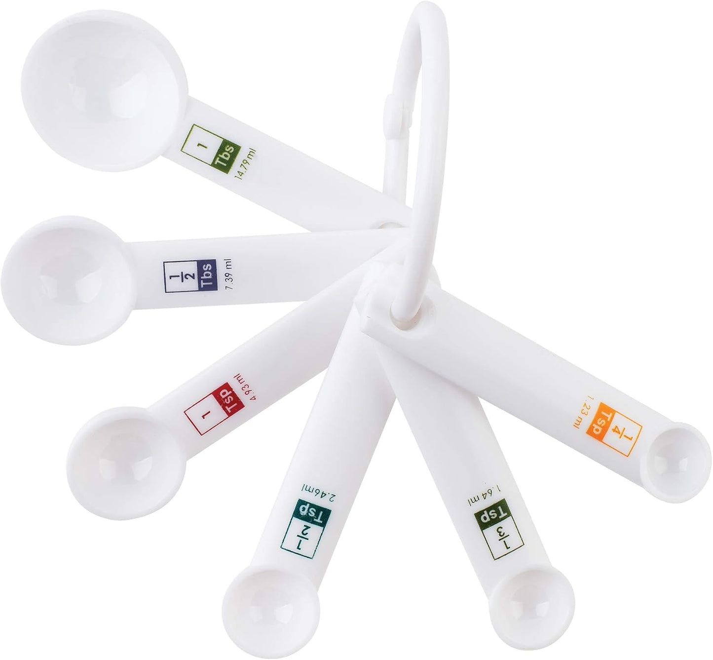 Fox Run Measuring Set, 6 Piece Plastic Measuring Spoon Set, Black, 1/4 TSP to 1 TBL