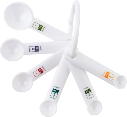 Fox Run Measuring Set, 6 Piece Plastic Measuring Spoon Set, Black, 1/4 TSP to 1 TBL