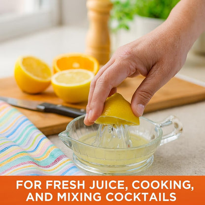 HIC Kitchen Citrus Juicer Reamer With Handle And Pour Spout, Heavyweight Glass, For Fresh Juice, Cooking, And Cocktails