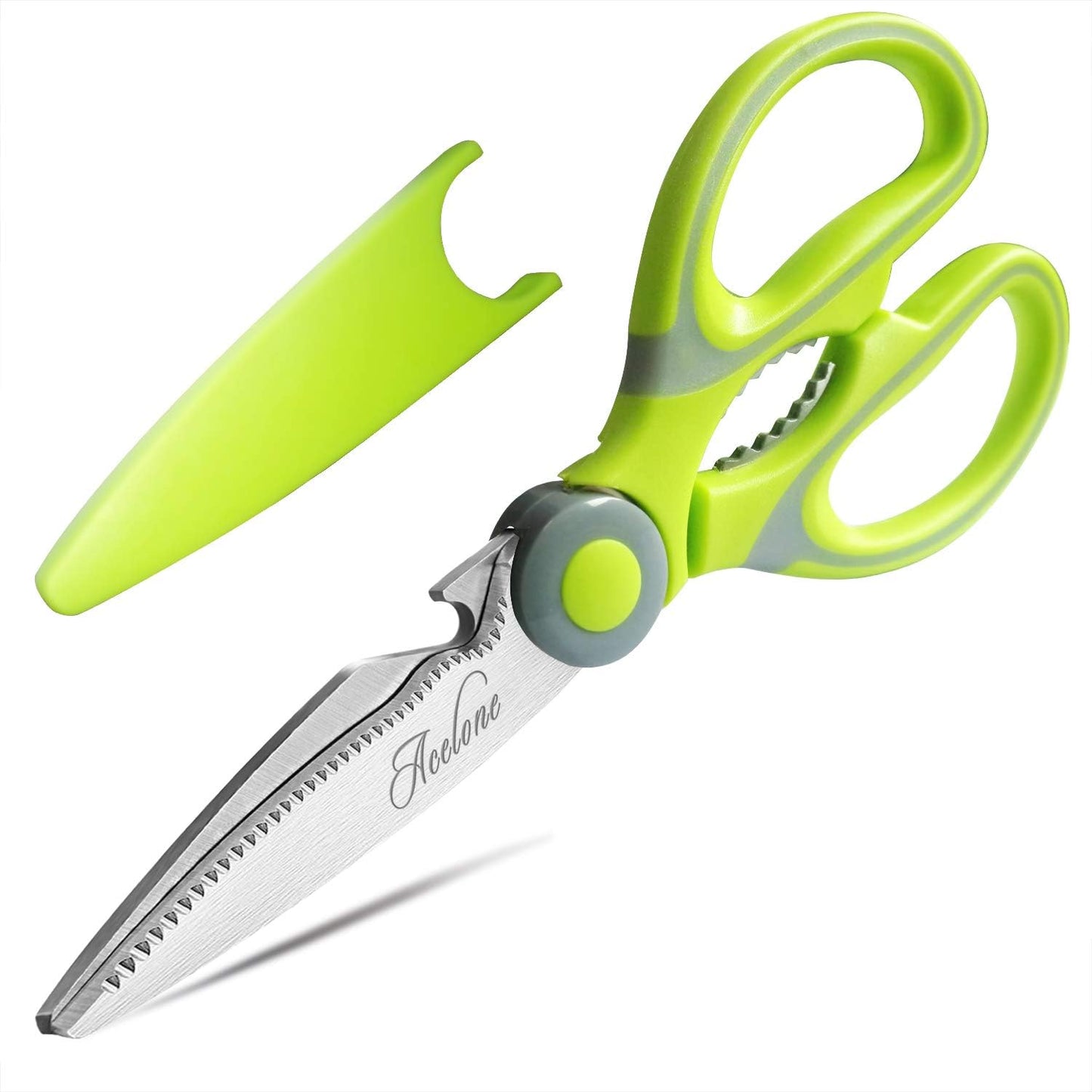 Kitchen Shears, Acelone Premium Heavy Duty Shears Ultra Sharp Stainless Steel Multi-function Kitchen Scissors for Chicken/Poultry/Fish/Meat/Vegetables/Herbs/BBQ… (Red black)