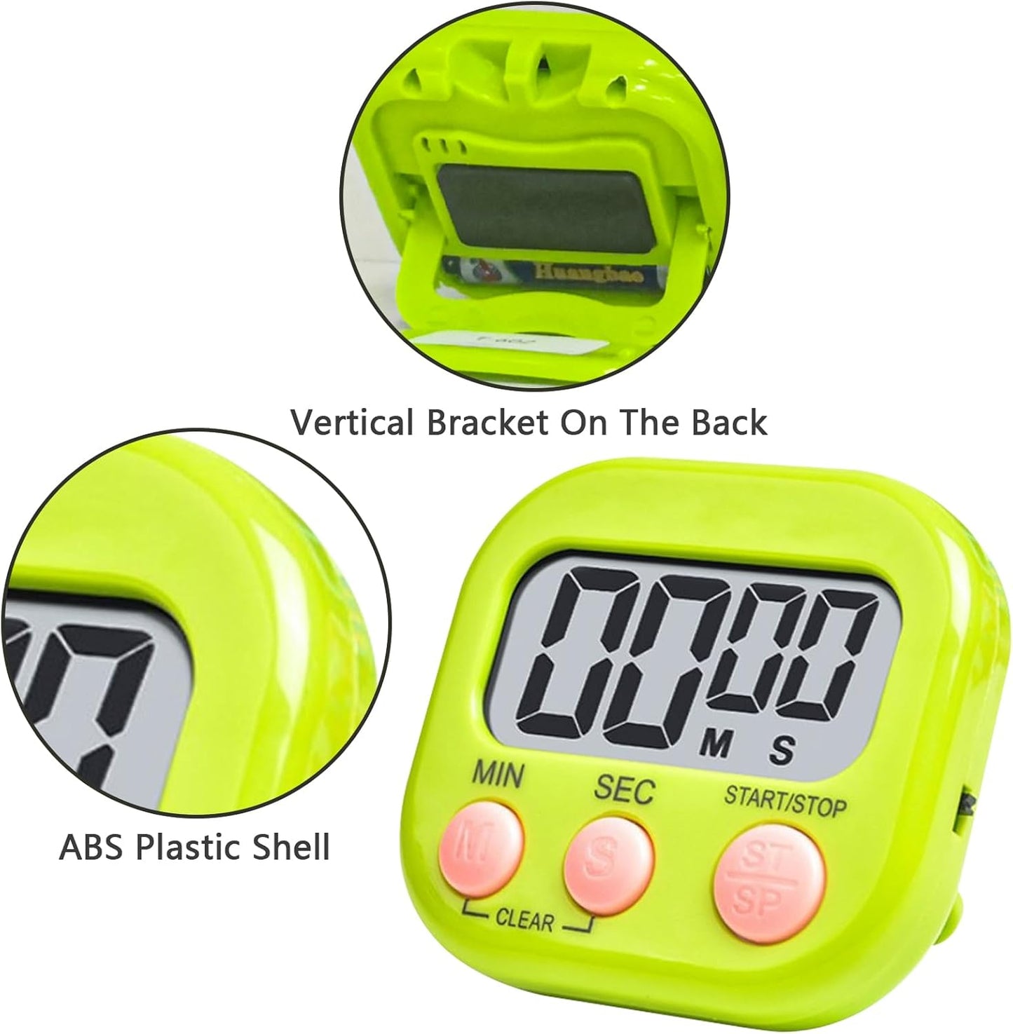 Small Digital Timer for Kitchen Cooking Baking Sports Office Meeting Multi-Function Count Up Countdown Magnetic Backing and ON/Off Switch Desk Electronic Timer (Black)