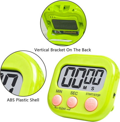 Small Digital Timer for Kitchen Cooking Baking Sports Office Meeting Multi-Function Count Up Countdown Magnetic Backing and ON/Off Switch Desk Electronic Timer (Black)