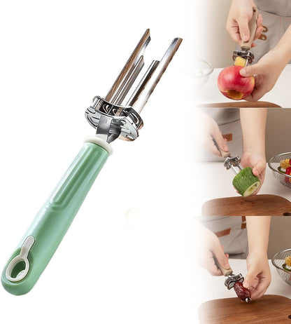 Apple Corer Tool - Stainless Steel Professional Apple Core Remover for Fruits & Vegetables, Multi-Purpose Corer Tool Kitchen with Storage Hook (Khaki)