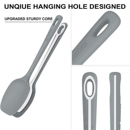 ChefAide 5 Pieces Silicone Spatula Set, Food Grade Rubber Spatula, Upgrade Strong Handle with Ergonomic Grip, Heat Resistant Up to 600°F for Nonstick Cookware, Cooking