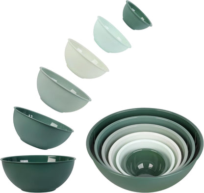 BoxedHome BPA Free Plastic Round Mixing Bowl with Lids, 12 Pack Nesting Bowls with Lids Set, Microwave and Dishwasher Safe Prep & Serving Bowls Great for Mixing, Baking, Serving (Pink, 12pcs)