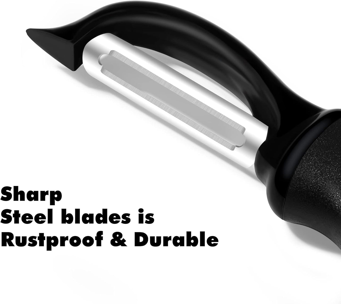 Rainspire Vegetable Peeler Potato Peelers for Kitchen, Sharp Stainless Steel Blades Veggie, Comfortable Handle Fruit Peeler, Carrot Peeler Apple Peeler Dishwasher Safe, Black, 2-Pack