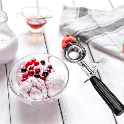 TOPKITCHEN Commercial-Grade Ice Cream Scoop 3.25 oz, 18/8 Stainless Steel Cookie Scoop with Plastic Handle, Portion Control Disher Scoop for Bakeries, Restaurants & Dessert Shops, #10, Ivory