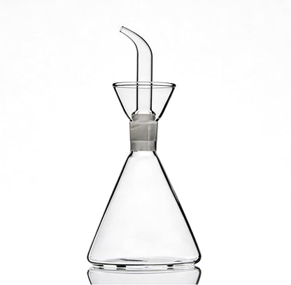 ELETON Conical 8 oz Glass Oil Dispenser – No Drip Olive Oil Cruet with Leak-Proof Spout, Easy-Fill Wide Mouth, Borosilicate Bottle for Kitchen & BBQ