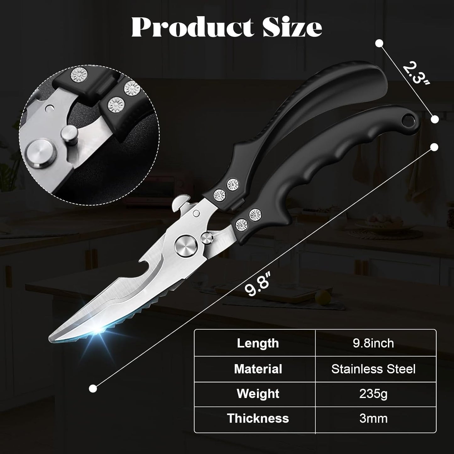 SiXingHardware-Kitchen Pro Shears-Heavy-Duty Stainless Steel Kitchen Scissors For Poultry, Meat, Herbs. Dishwasher Safe, Rust-Proof With Comfortable Grip. Ideal For Chefs And Home Cooking.