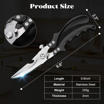 SiXingHardware-Kitchen Pro Shears-Heavy-Duty Stainless Steel Kitchen Scissors For Poultry, Meat, Herbs. Dishwasher Safe, Rust-Proof With Comfortable Grip. Ideal For Chefs And Home Cooking.