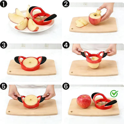 8 Blade Apple Slicer and Corer with Stainless Steel Blades Ergonomic Apple Cutter Quick Use Tool for Saving Time and Effort Red