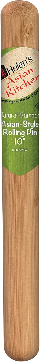 Helen's Asian Kitchen Dumpling Rolling Pin 10-Inches Natural Bamboo