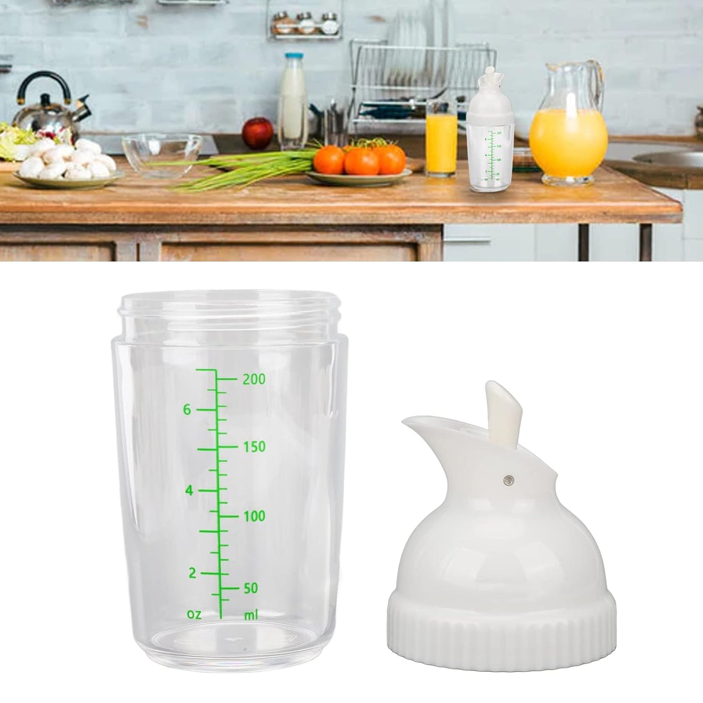 Yosoo Health Gear Salad Dressing Shaker 200ml, Leakproof Sauce Dispenser Bottle With One-Handed Lever Lid For Kitchen Oil Vinegar And Marinade Storage