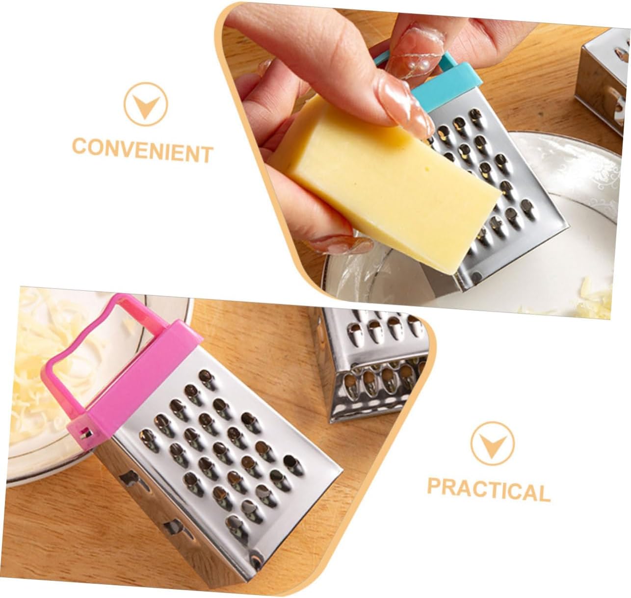 PRETYZOOM Mini Stainless Steel Cheese Grater Box with Non-Slip Handle Multipurpose Hand Grater for Cheese Garlic Ginger and Vegetable Slicing Compact 2.63 Inch Kitchen Shredder Set of 30