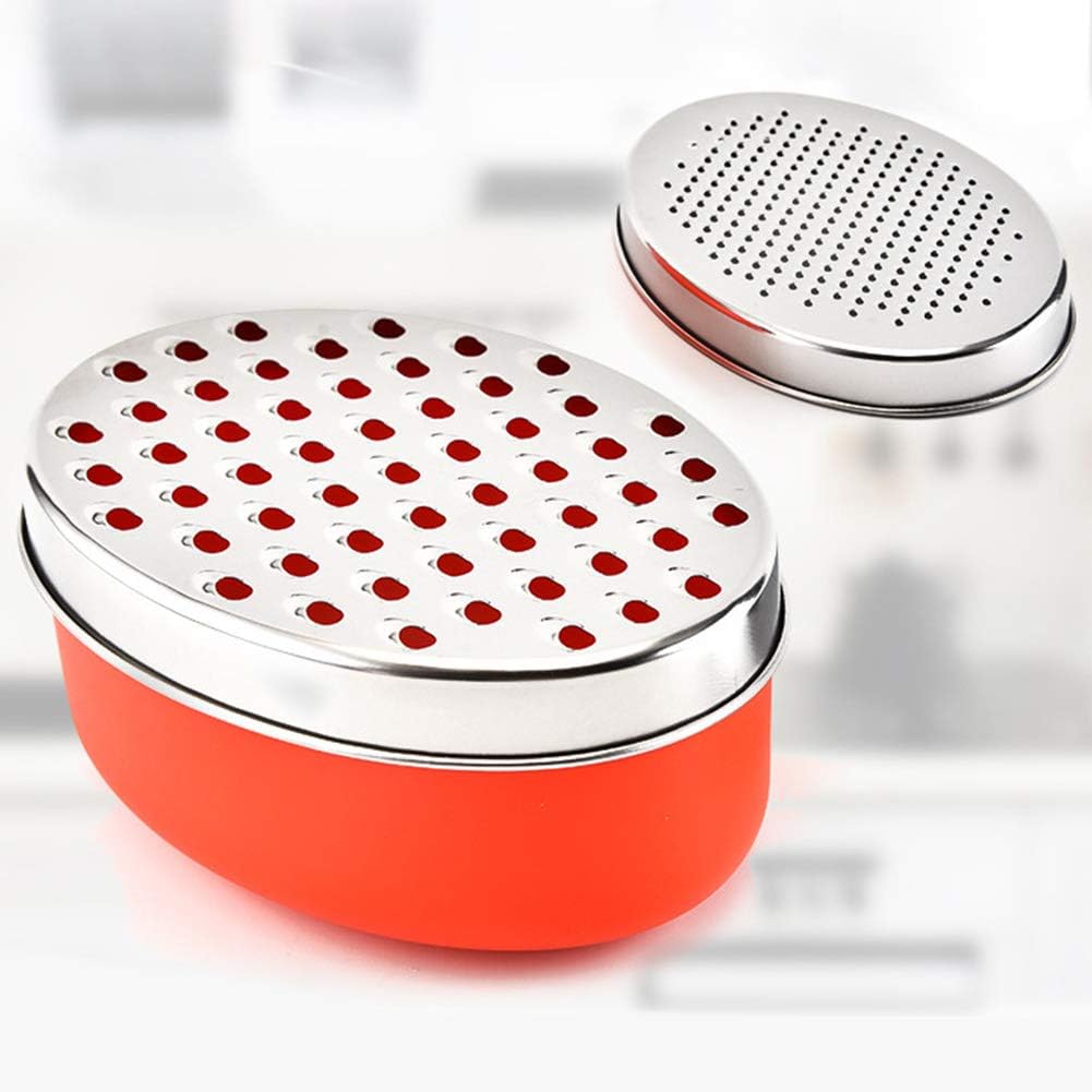 Stainless Steel Cheese Grater with Airtight Food Storage Container & Lid - Multi-Purpose Kitchen Tool for Grating Cheese, Vegetables, Ginger, and Citrus Fruits - Ideal for Home & Picnic Use