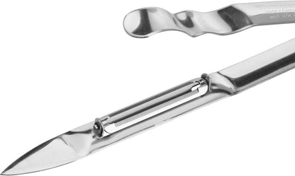 Westmark Monopol Stainless Steel Swivel Vegetable Peeler - Tong Construction With Sharpened Knife, Stainless Steel,17.5 x 5.1 x 1.5 cm,60715560